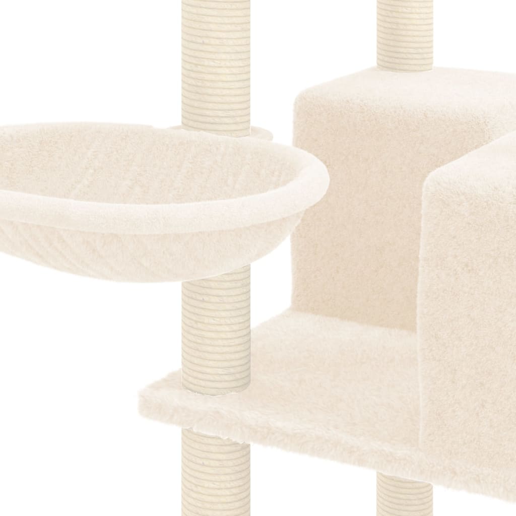 Cat house with sisal rope and scratching post, cream, 167 cm