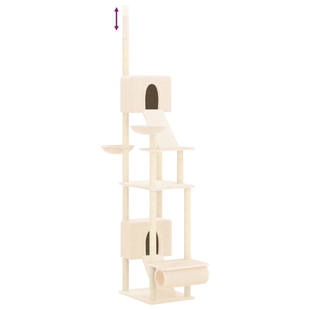 Floor-to-ceiling cat scratching post, cream, 277 - 303 cm