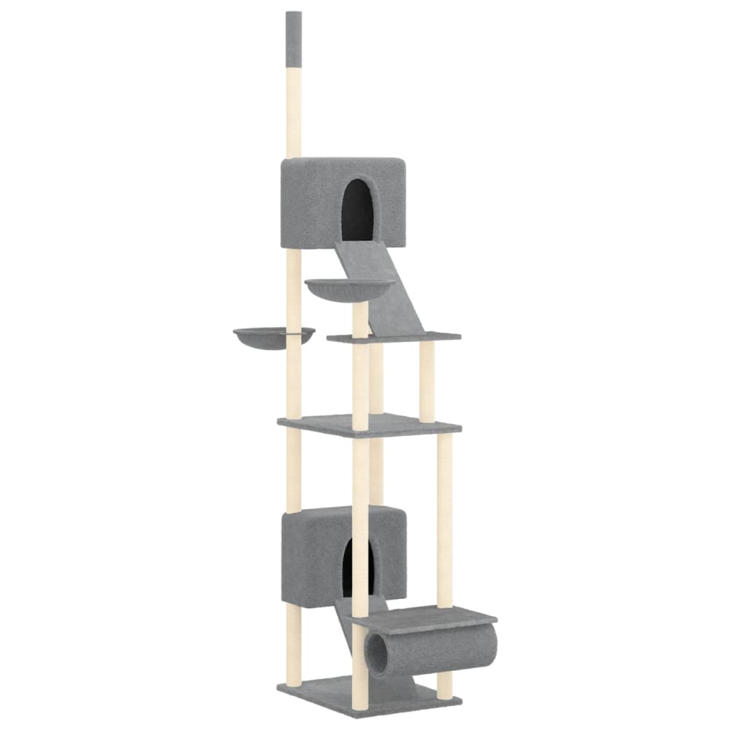 Floor-to-ceiling cat scratching post, light gray, 277 - 303 cm