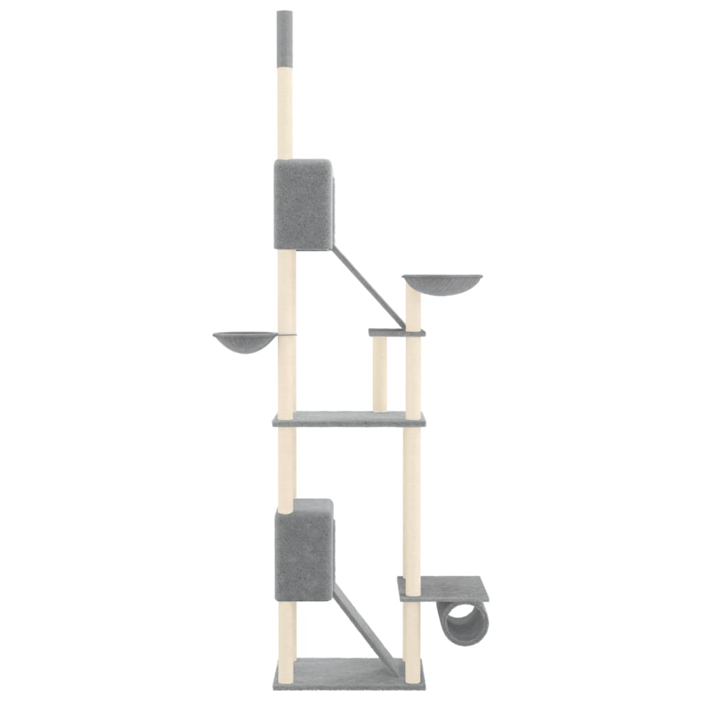 Floor-to-ceiling cat scratching post, light gray, 277 - 303 cm