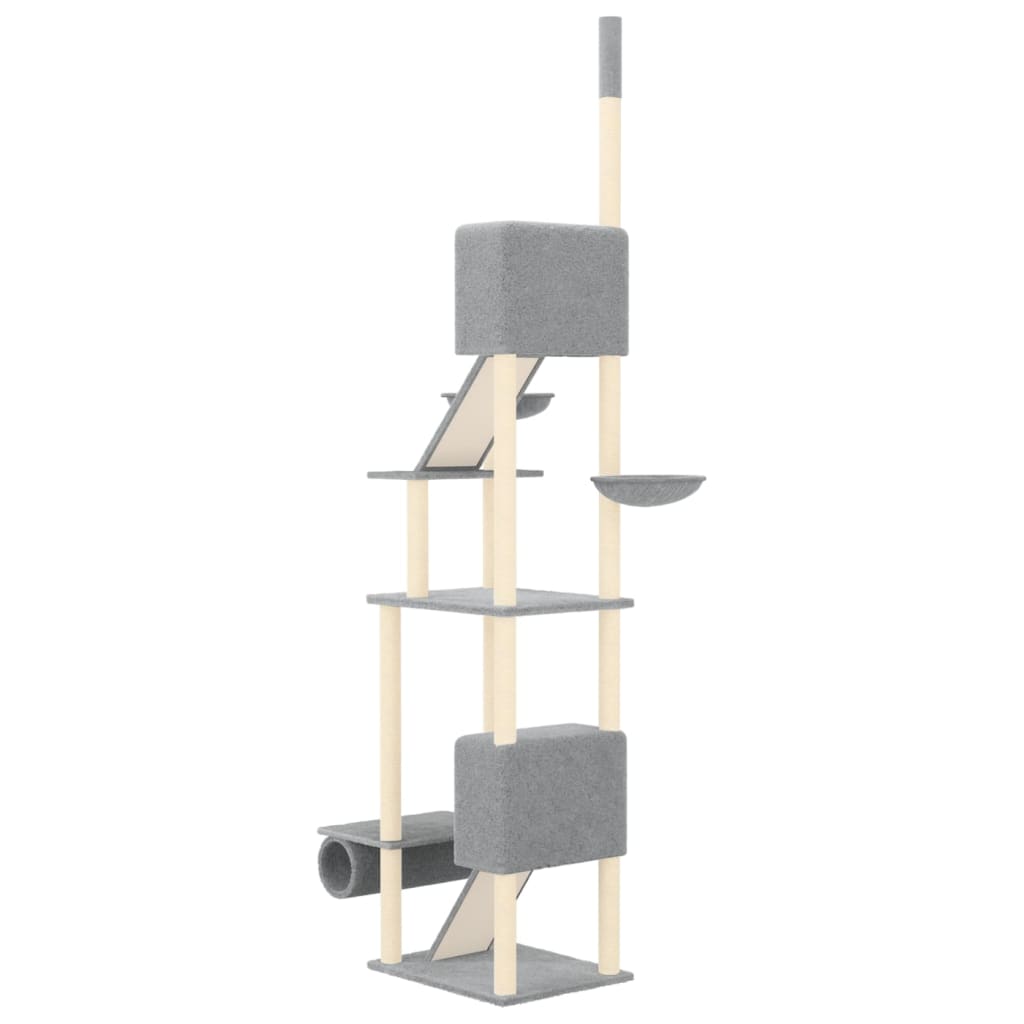 Floor-to-ceiling cat scratching post, light gray, 277 - 303 cm