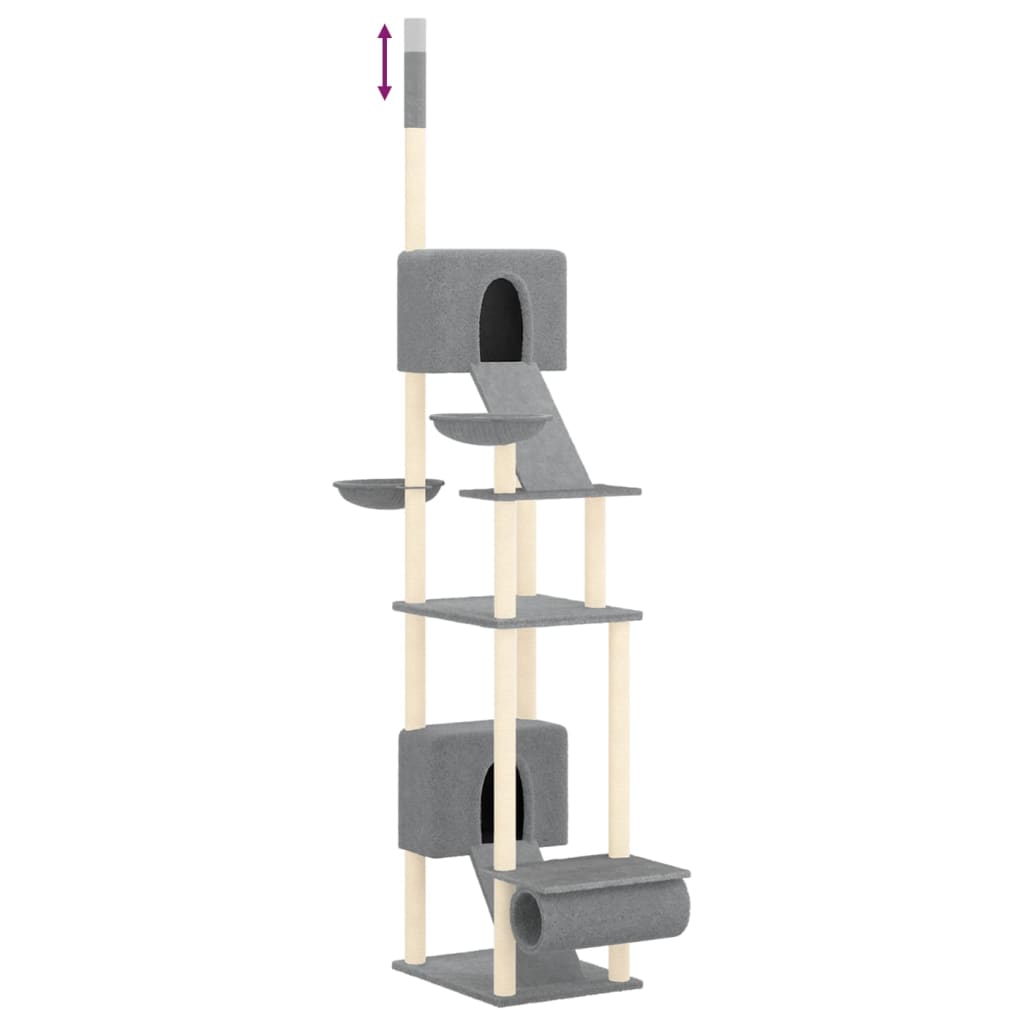 Floor-to-ceiling cat scratching post, light gray, 277 - 303 cm