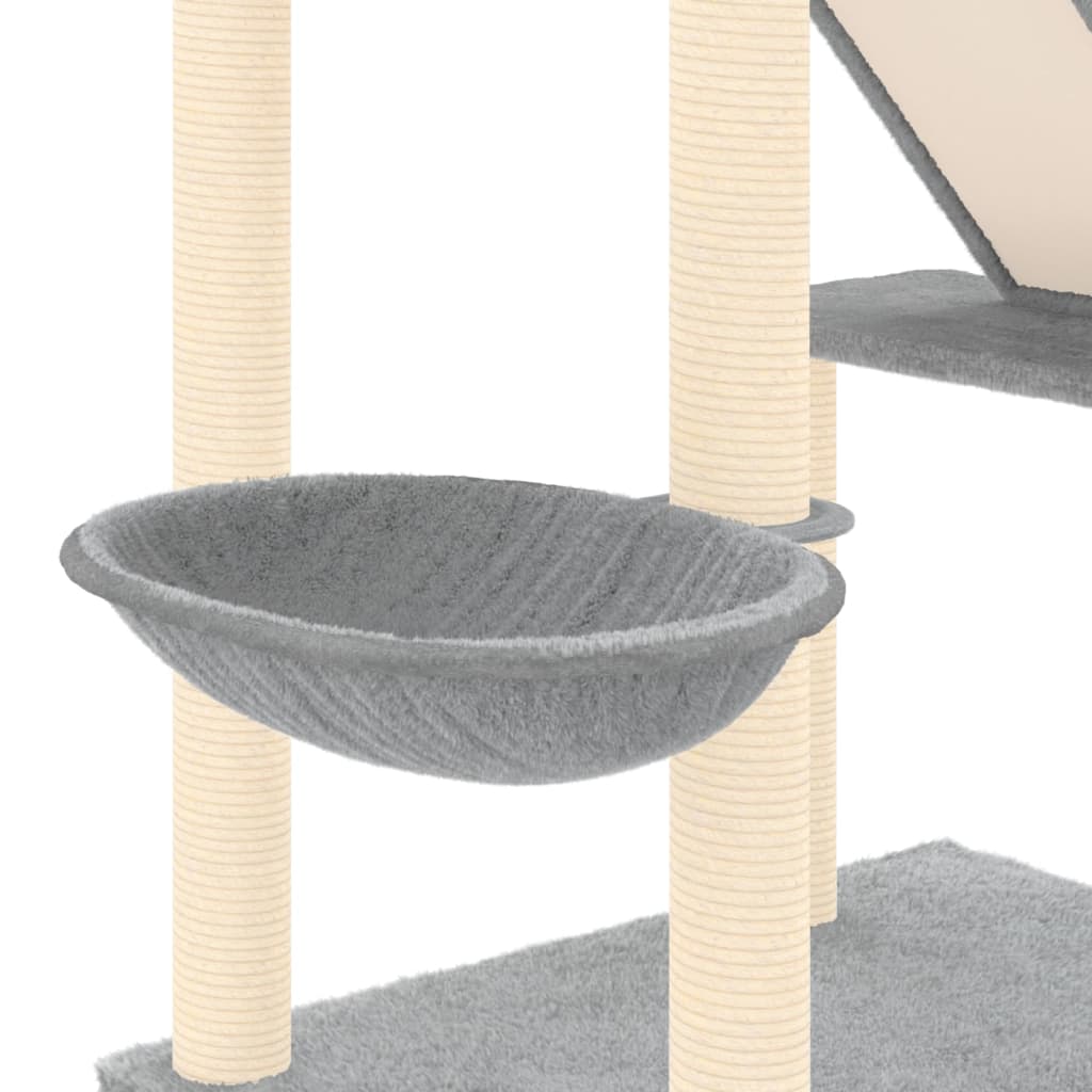 Floor-to-ceiling cat scratching post, light gray, 277 - 303 cm