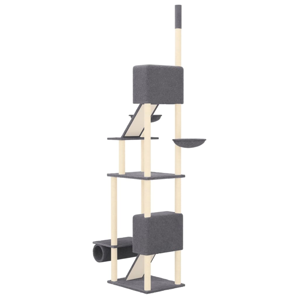 Floor-to-ceiling cat scratching post, dark gray, 277 - 303 cm