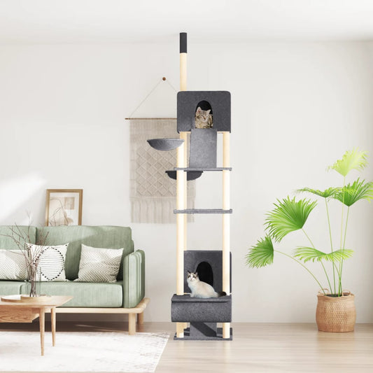 Floor-to-ceiling cat scratching post, dark gray, 277 - 303 cm