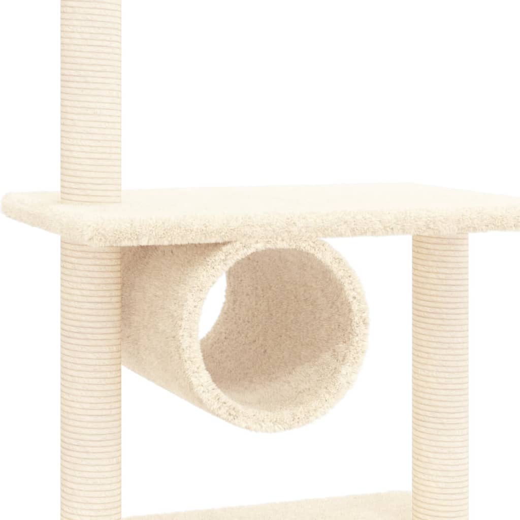 Cat house with sisal rope and scratching post, cream, 279 cm