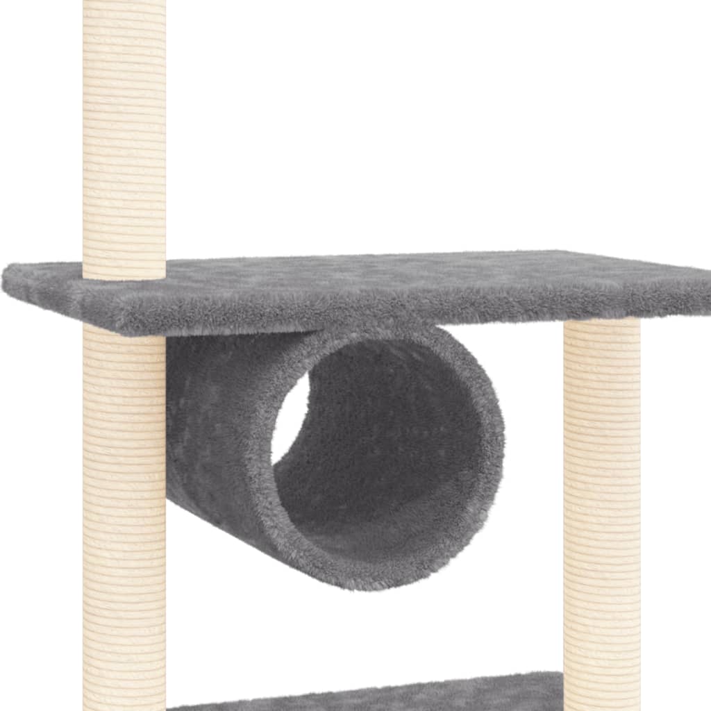 Cat house with sisal rope and scratching post, dark grey, 279 cm