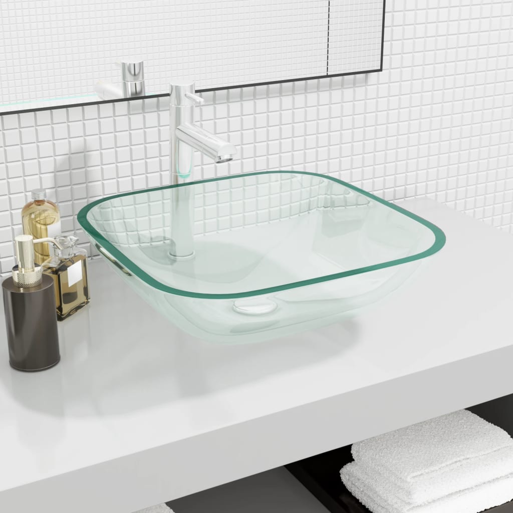 sink, glass, 42 x 42 x 14 cm, transparent