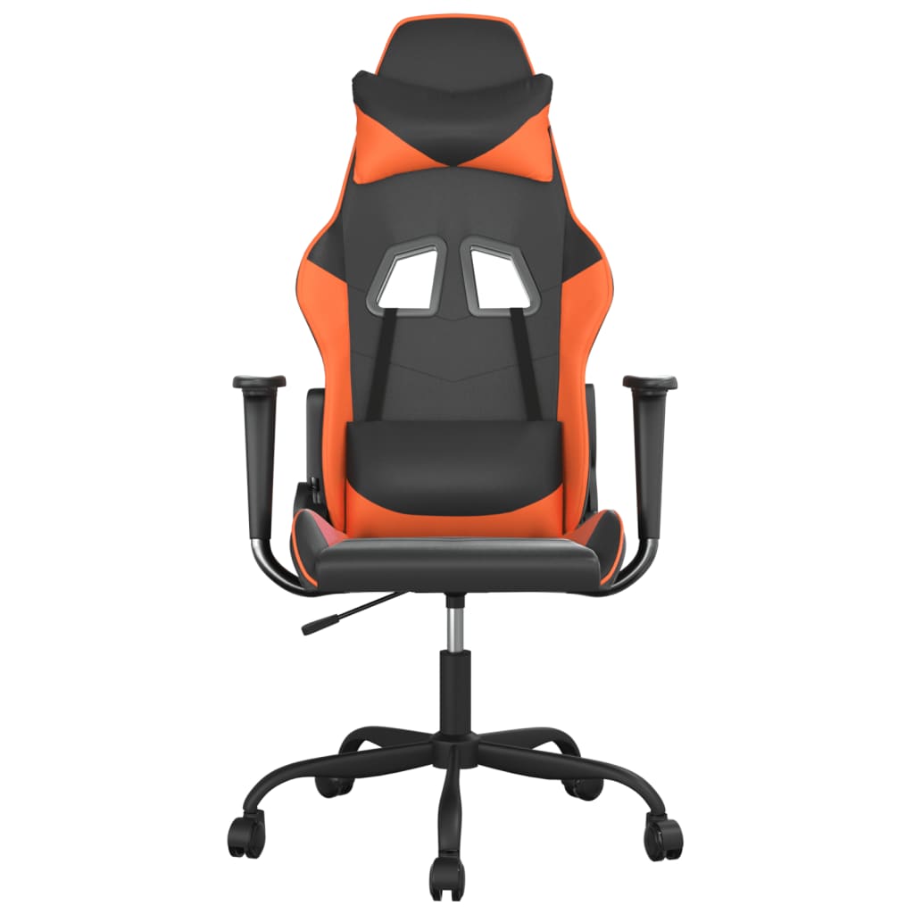 gaming chair with massage, black and orange, faux leather