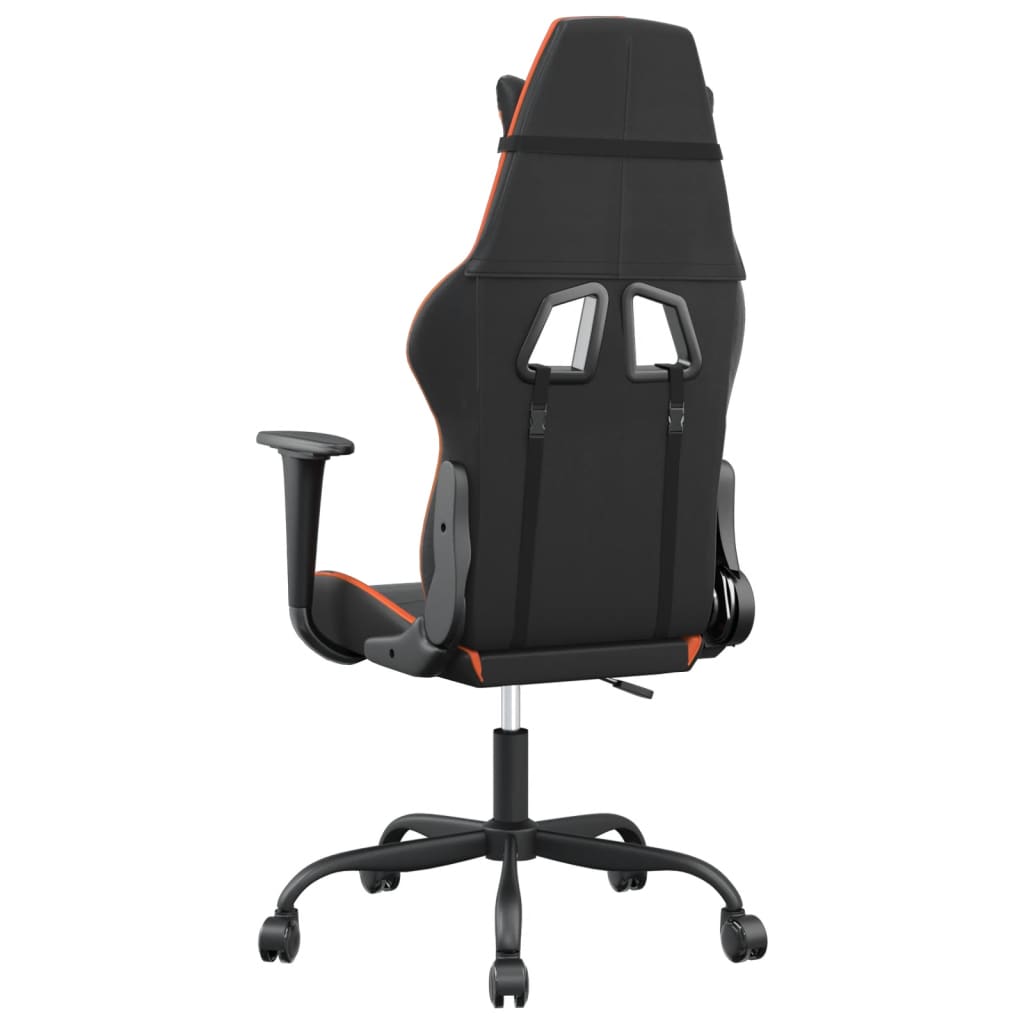 gaming chair with massage, black and orange, faux leather