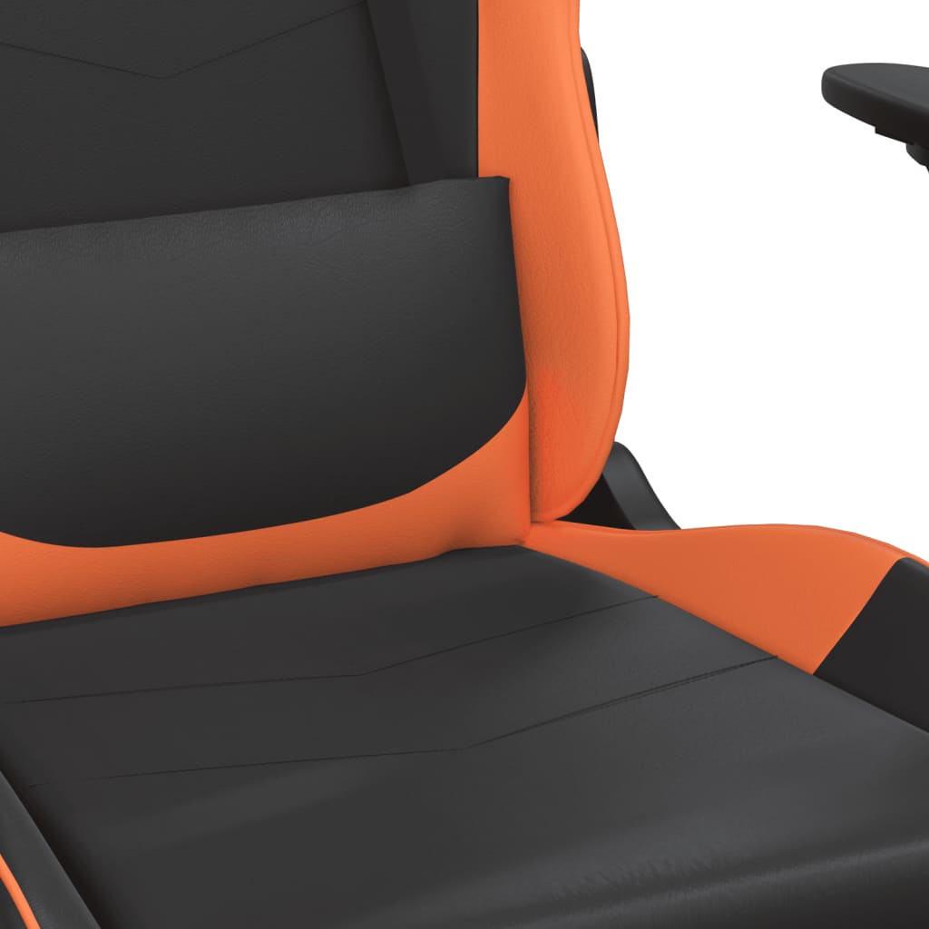 gaming chair with massage, black and orange, faux leather