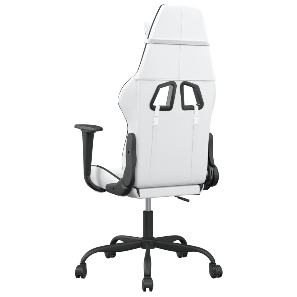 gaming chair with massage, black and white, faux leather