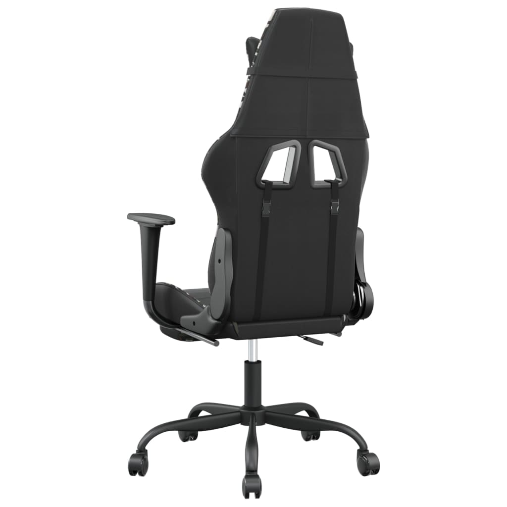 gaming chair with footrest, black and camouflage, faux leather