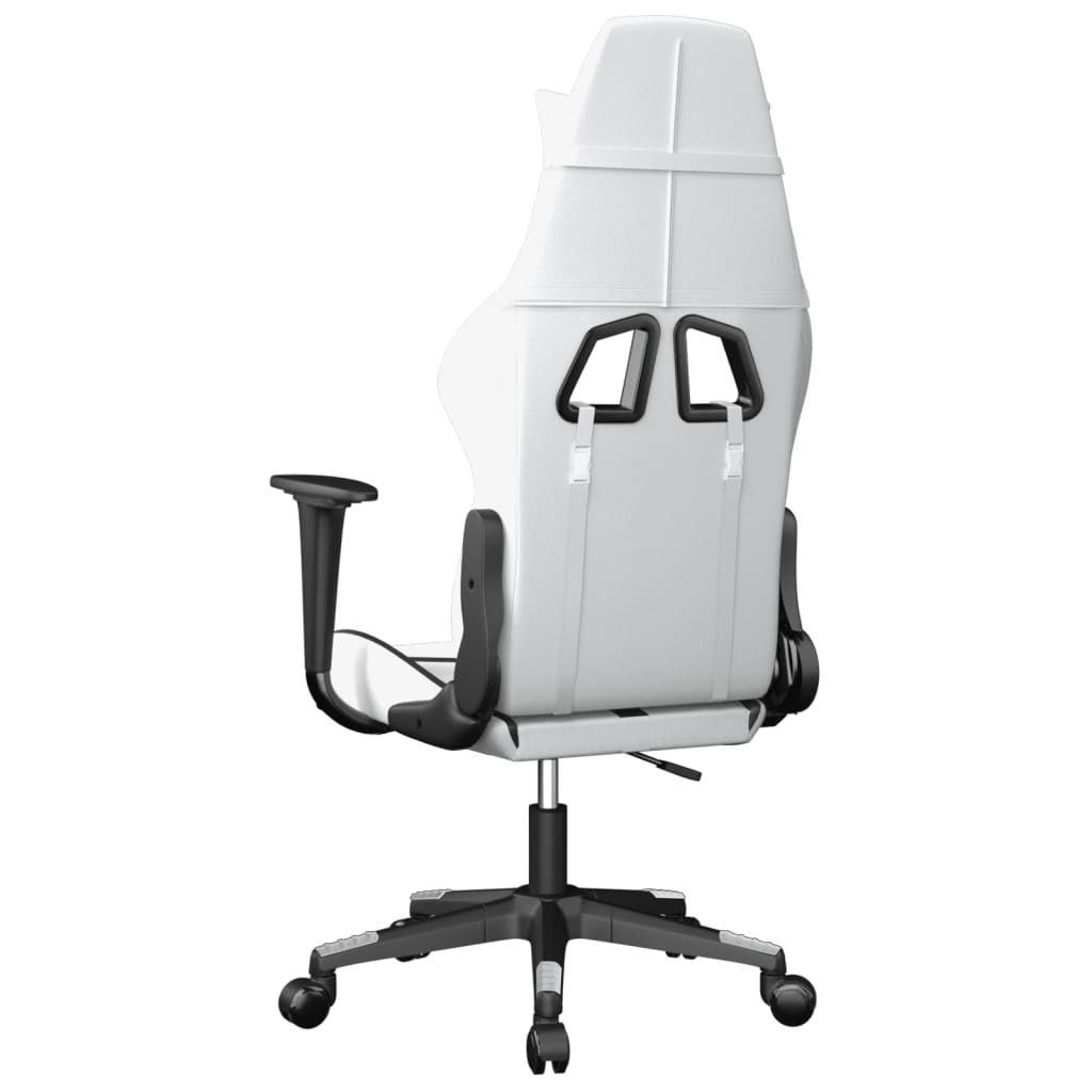 gaming chair with massage, black and white, faux leather