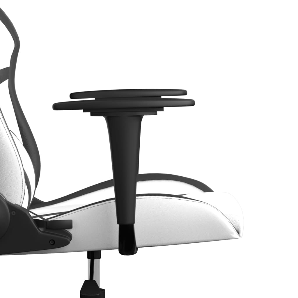 gaming chair with massage, black and white, faux leather