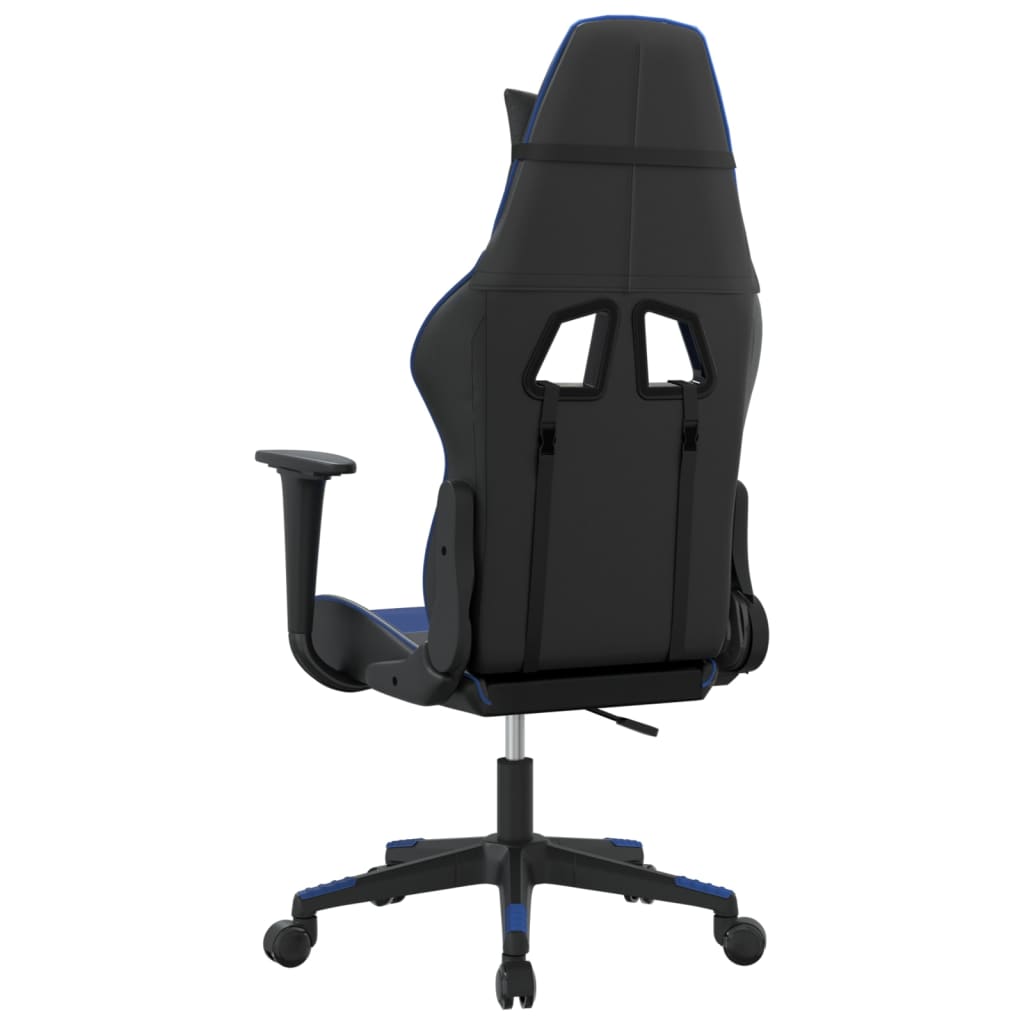 gaming chair with massage, black and blue, faux leather