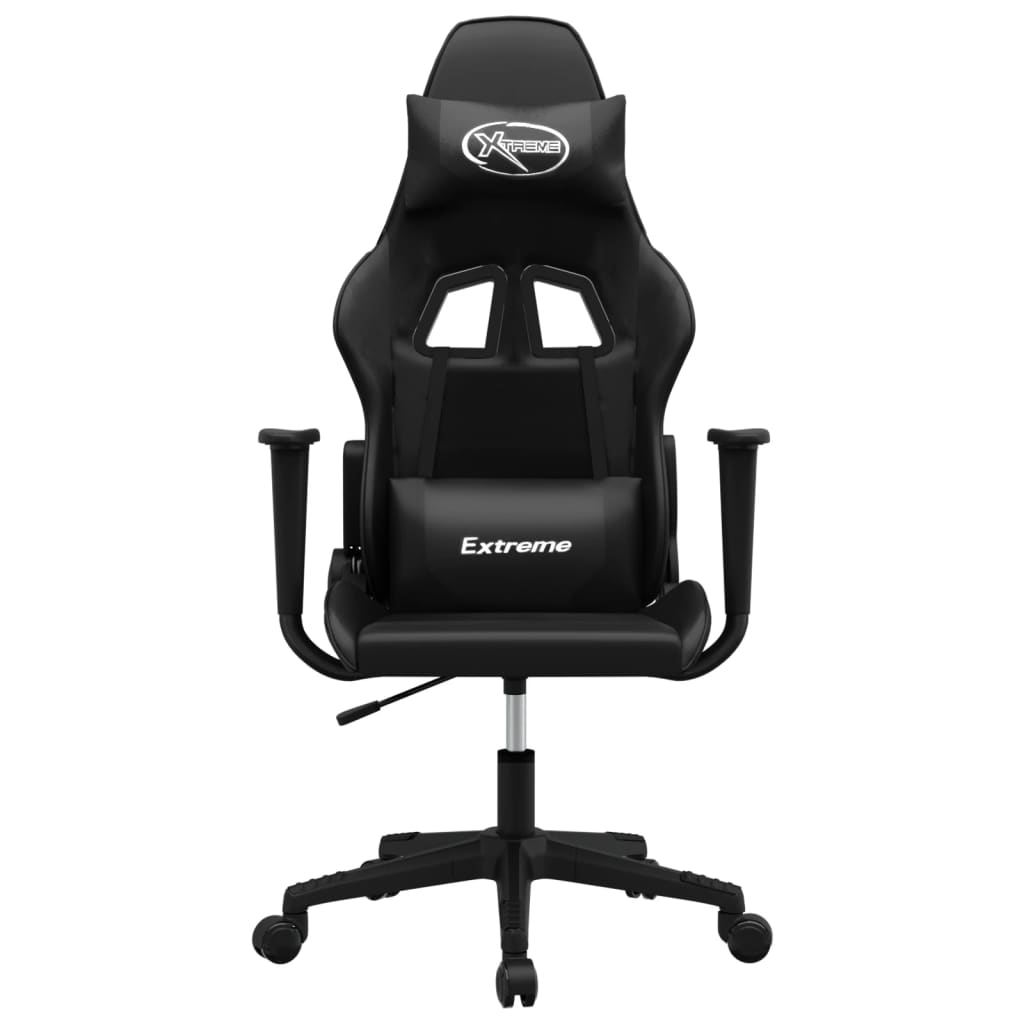 gaming chair with massage, black, faux leather