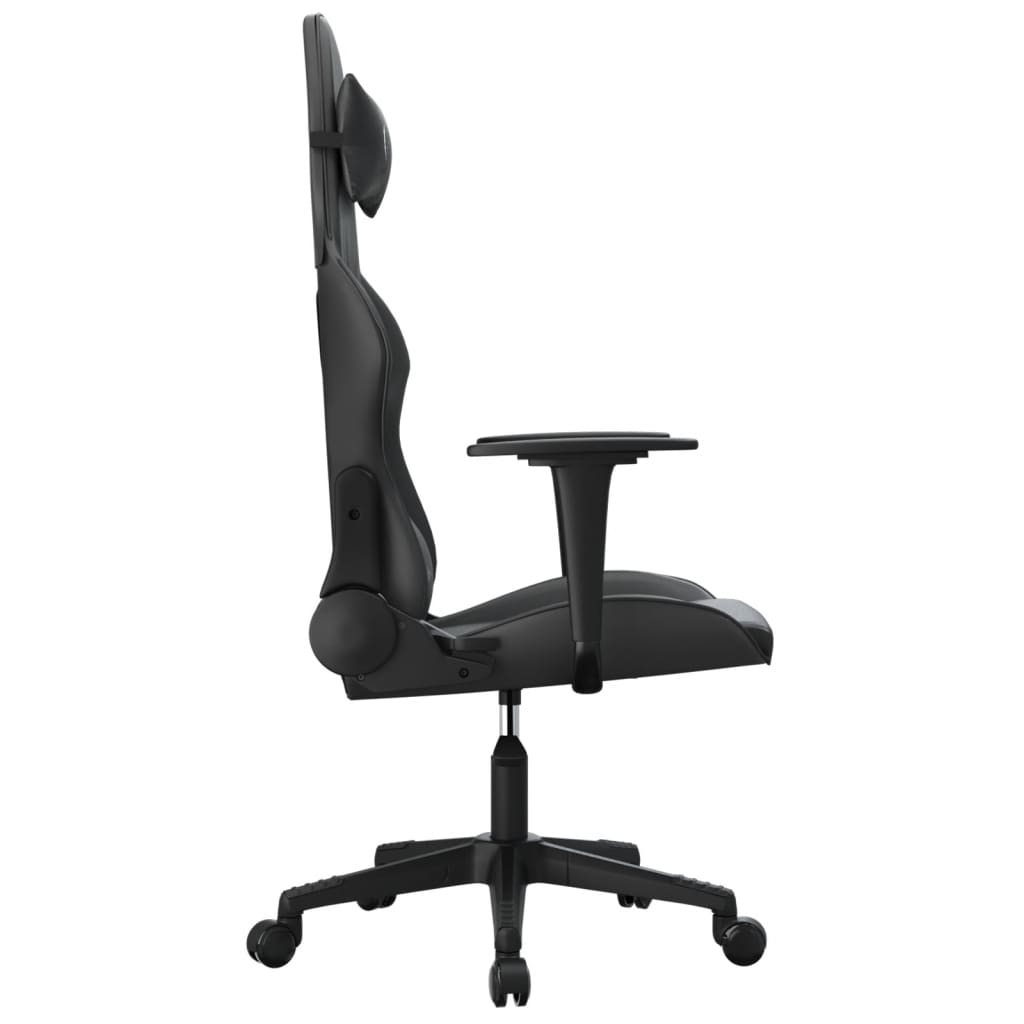 gaming chair with massage, black, faux leather