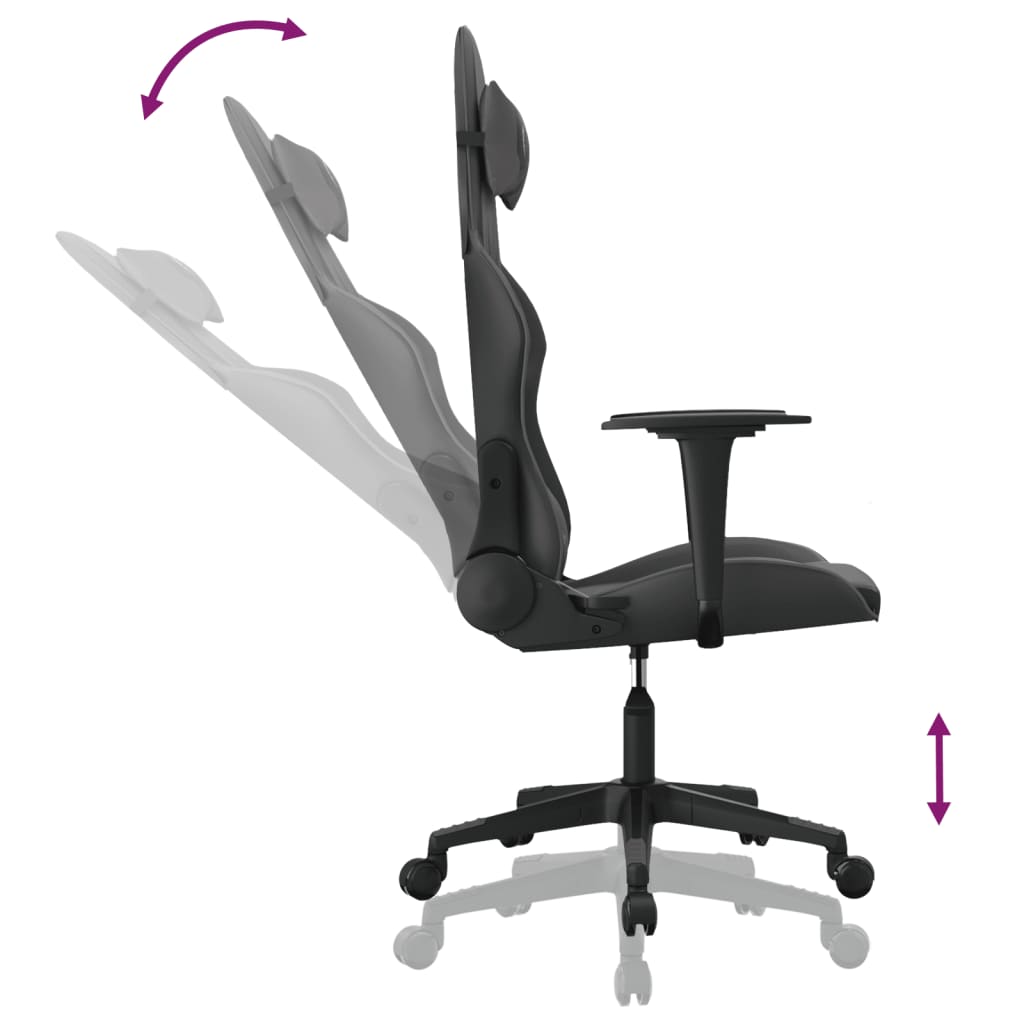 gaming chair with massage, black, faux leather