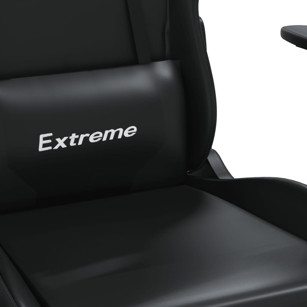 gaming chair with massage, black, faux leather