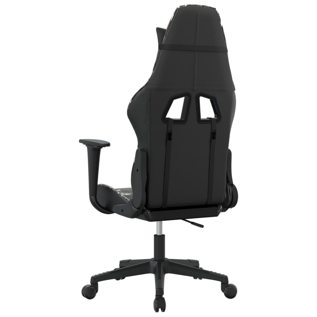 gaming chair with massage, black and camouflage, faux leather