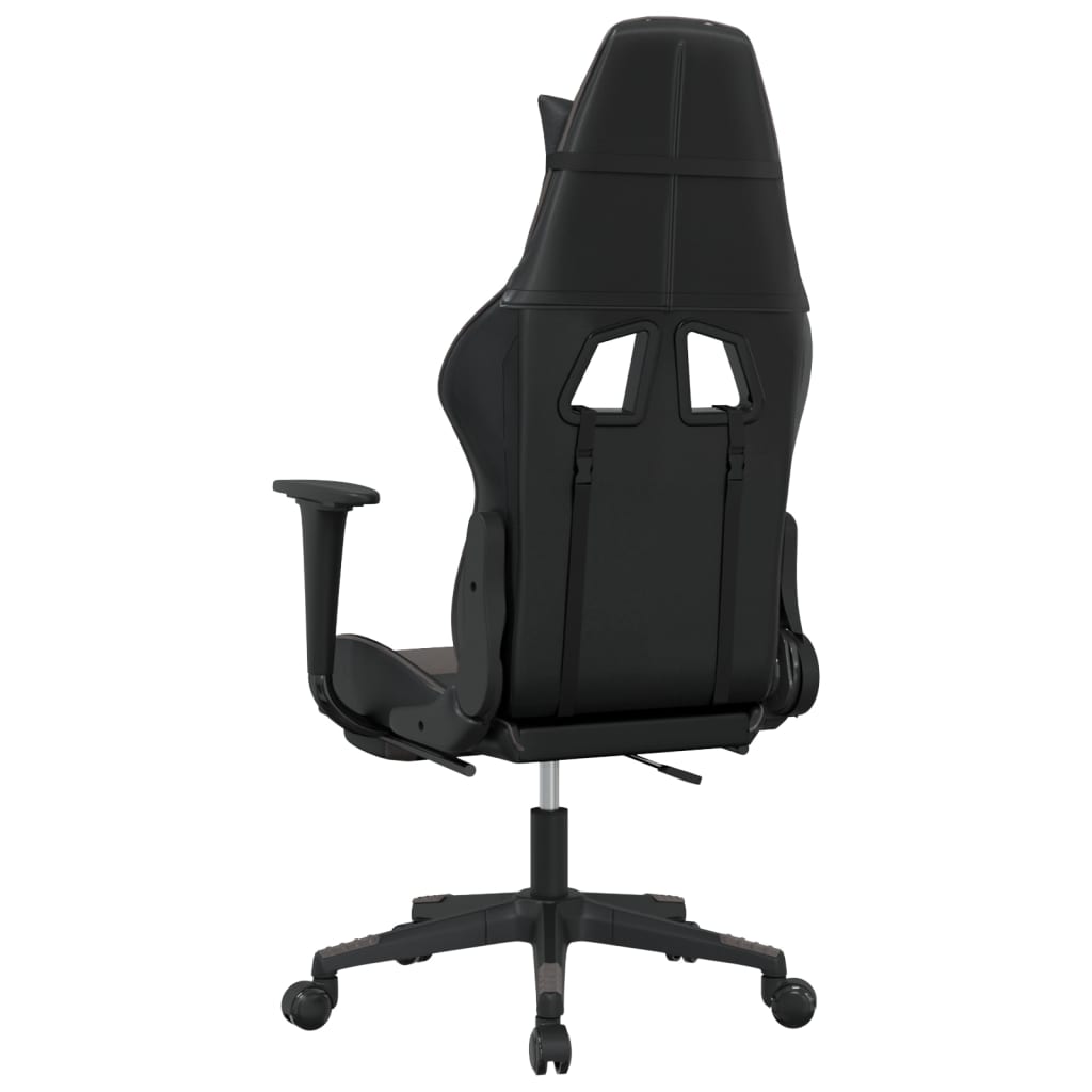 gaming chair with footrest, black and gray, faux leather