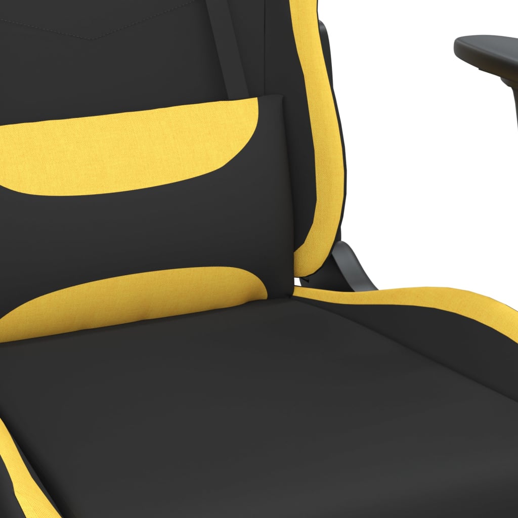 massage gaming chair with footrest, black and yellow, fabric