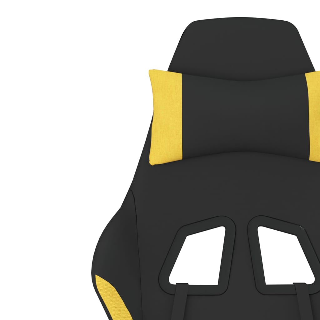 massage gaming chair with footrest, black and yellow, fabric