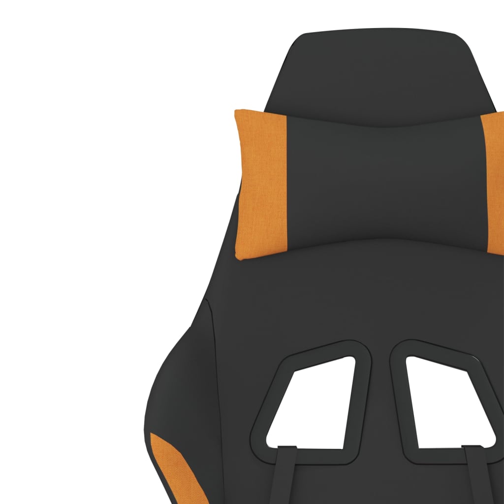 massage gaming chair with footrest, black and orange, fabric