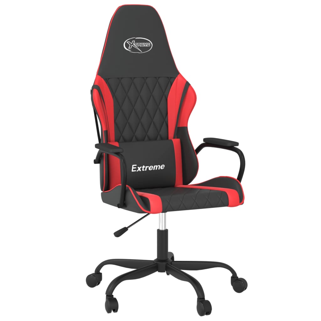 gaming chair with massage, black and red, faux leather