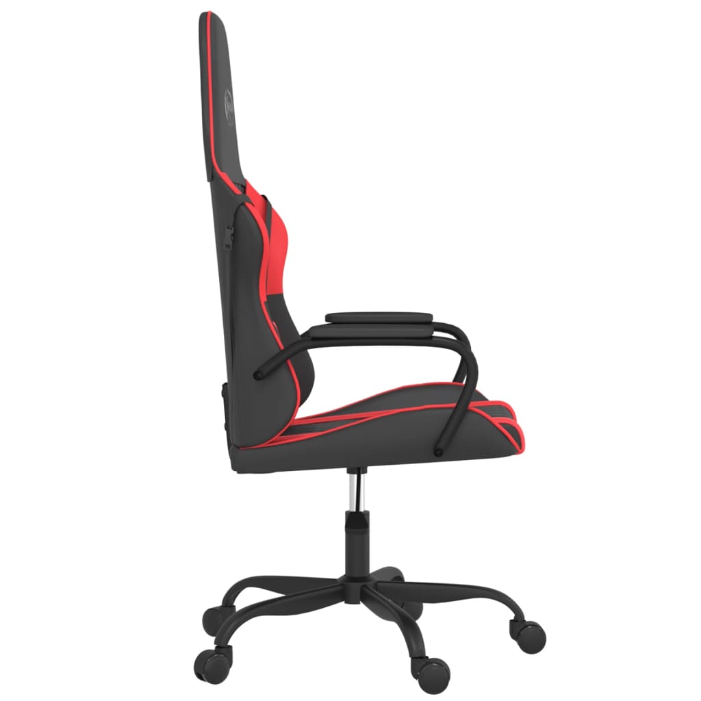 gaming chair with massage, black and red, faux leather