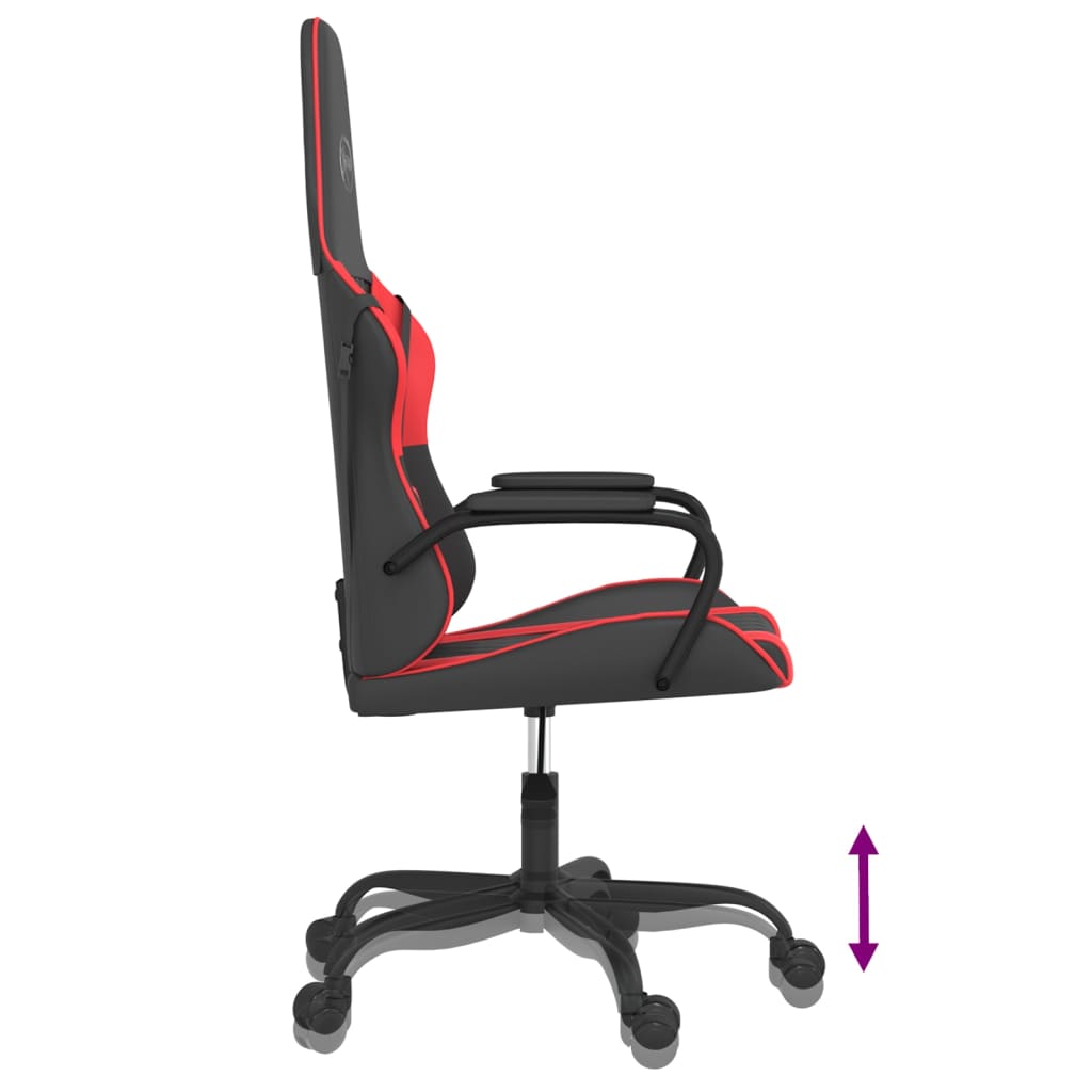 gaming chair with massage, black and red, faux leather