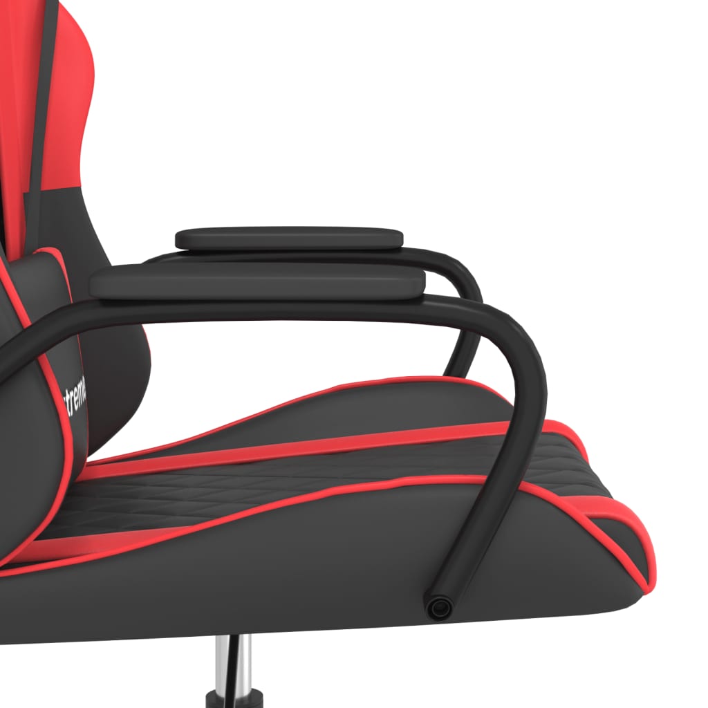 gaming chair with massage, black and red, faux leather