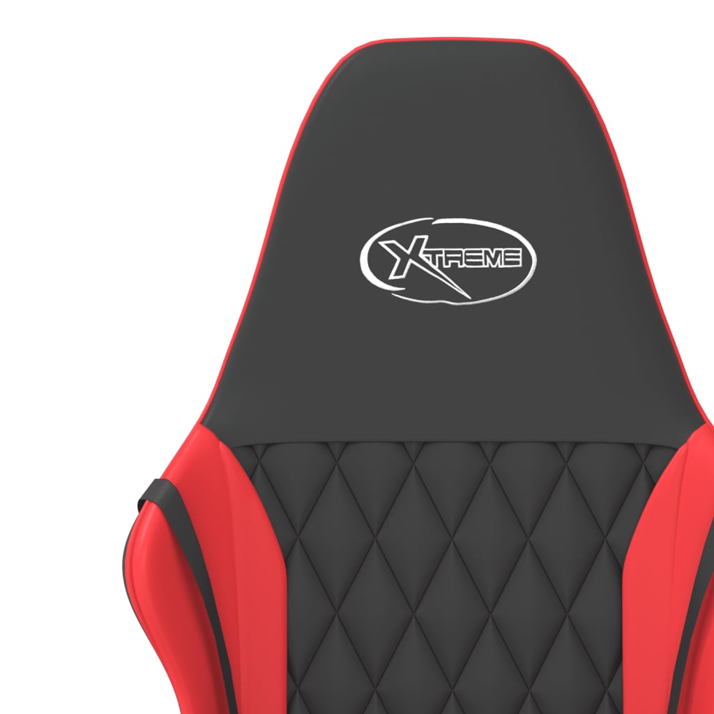 gaming chair with massage, black and red, faux leather