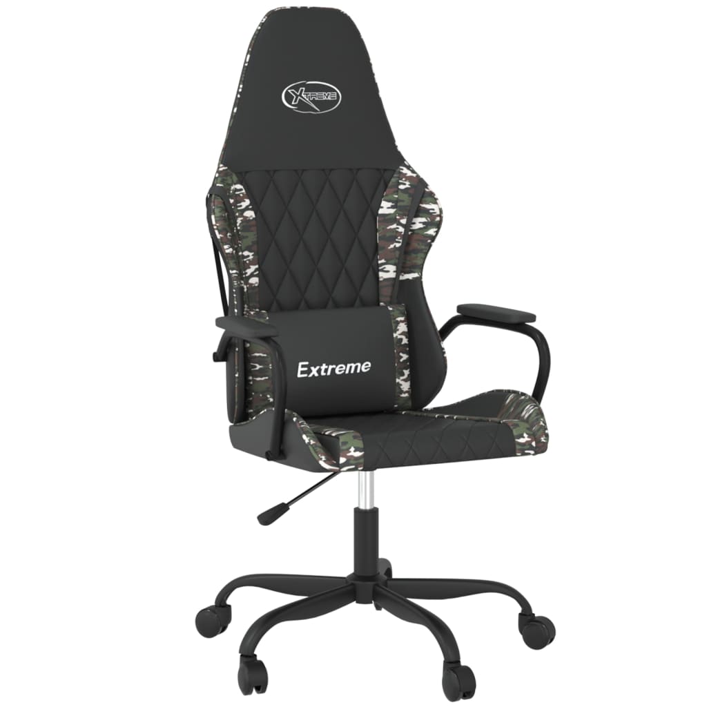 gaming chair with massage, black and camouflage, faux leather