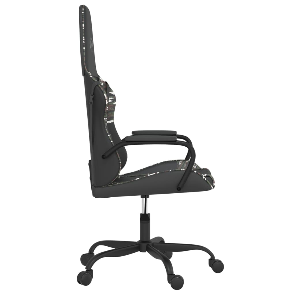 gaming chair with massage, black and camouflage, faux leather