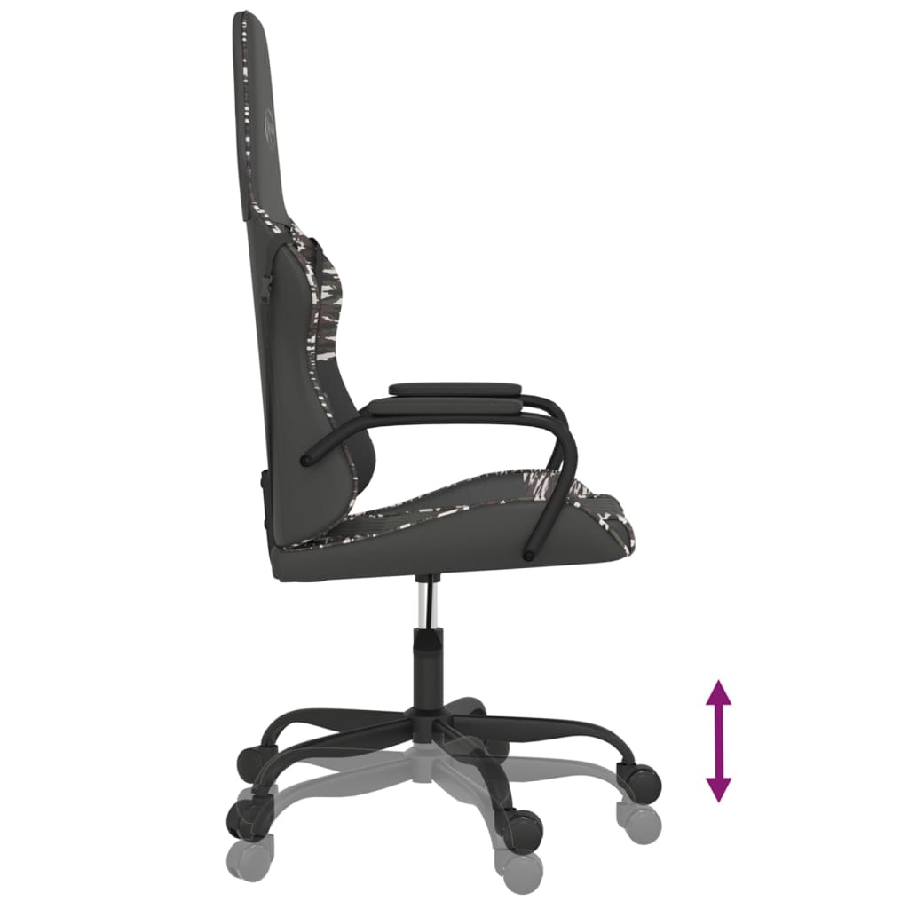 gaming chair with massage, black and camouflage, faux leather