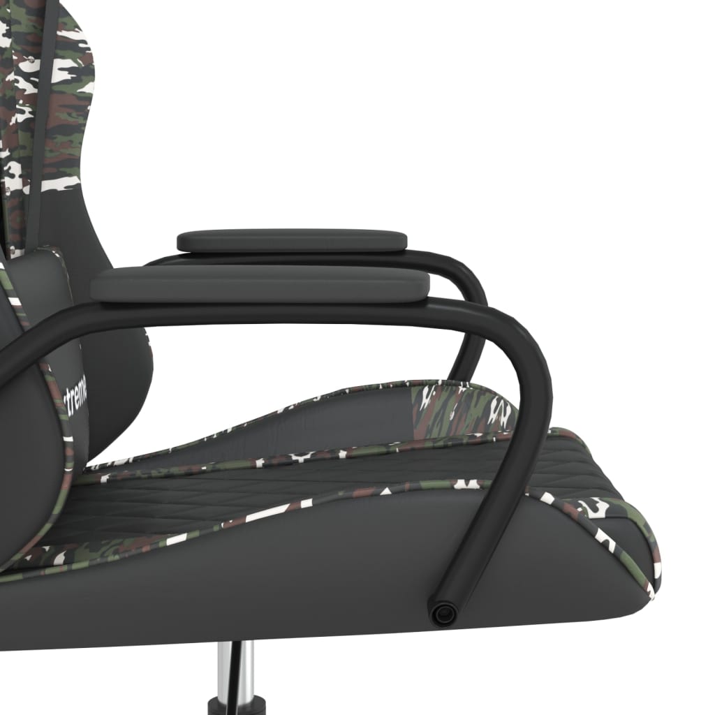 gaming chair with massage, black and camouflage, faux leather