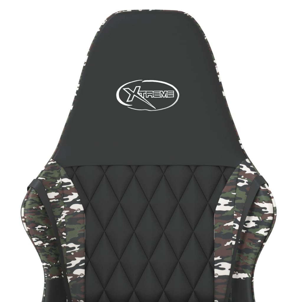 gaming chair with massage, black and camouflage, faux leather