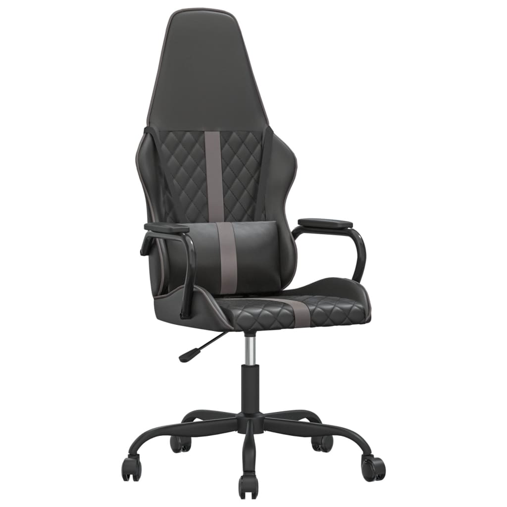 gaming chair with massage, gray and black, faux leather