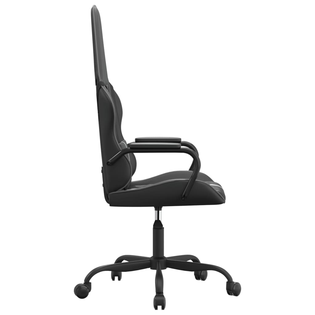 gaming chair with massage, gray and black, faux leather