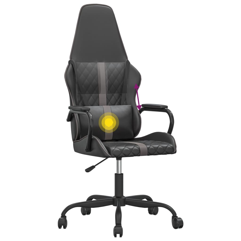 gaming chair with massage, gray and black, faux leather