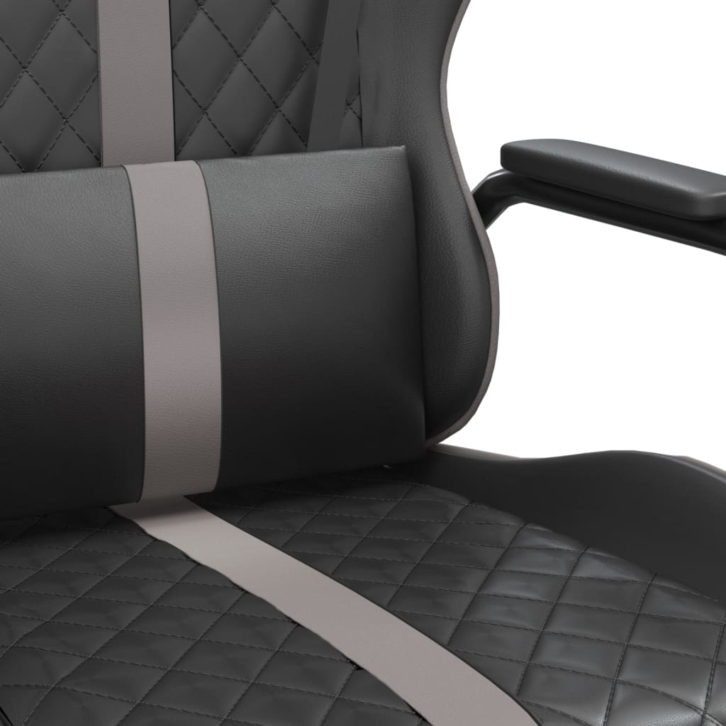 gaming chair with massage, gray and black, faux leather