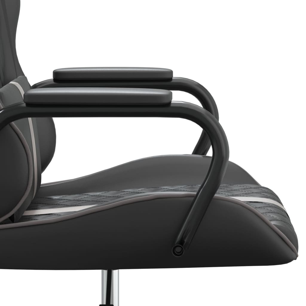 gaming chair with massage, gray and black, faux leather