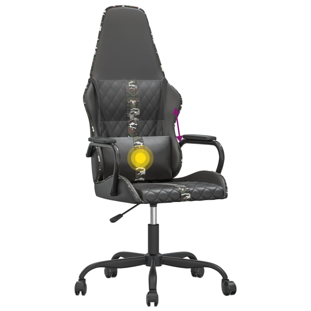 gaming chair with massage, camouflage and black, faux leather