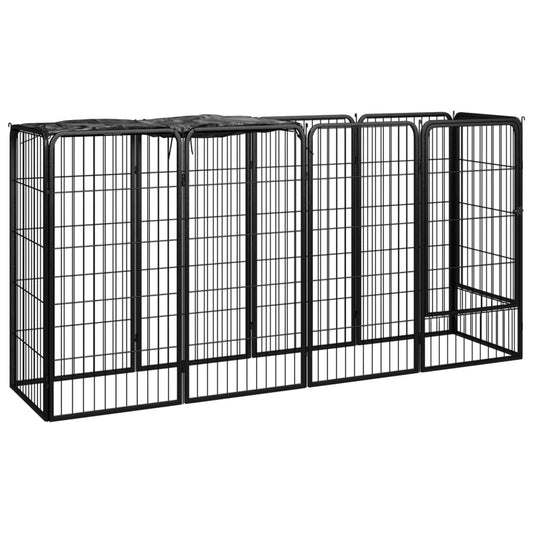 10-panel dog playpen black 50x100 cm powder-coated steel