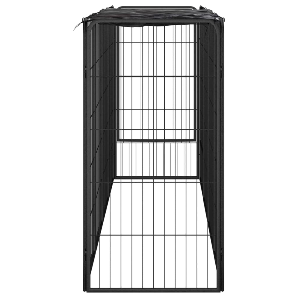 10-panel dog playpen black 50x100 cm powder-coated steel