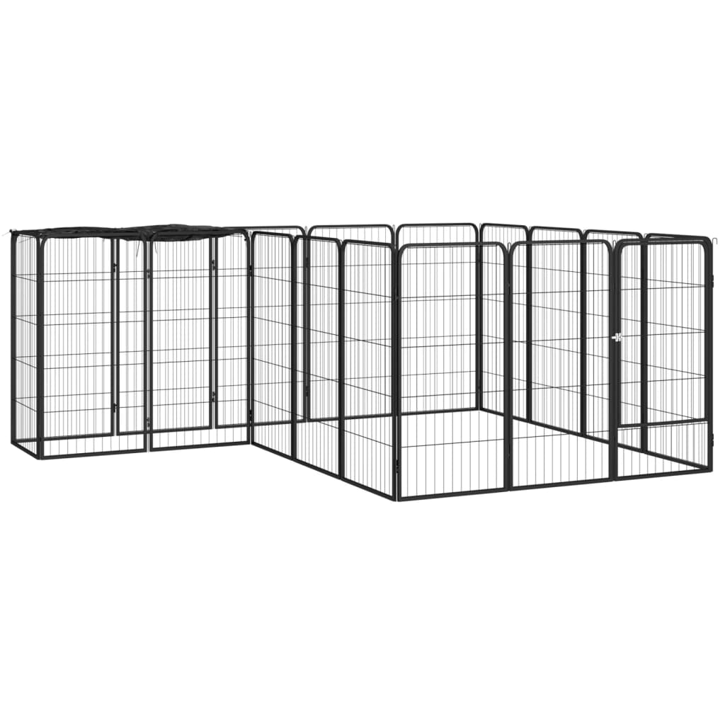 18-panel dog playpen black 50x100 cm powder-coated steel