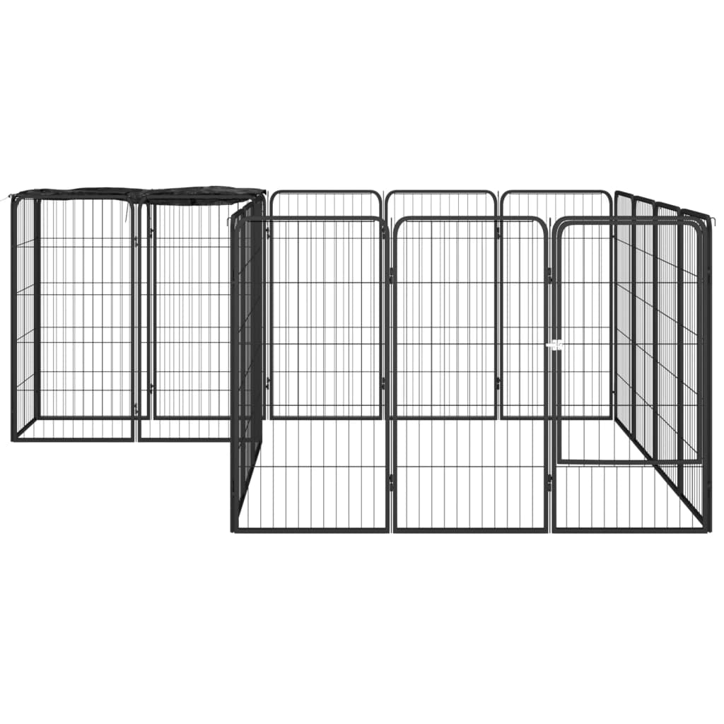 18-panel dog playpen black 50x100 cm powder-coated steel