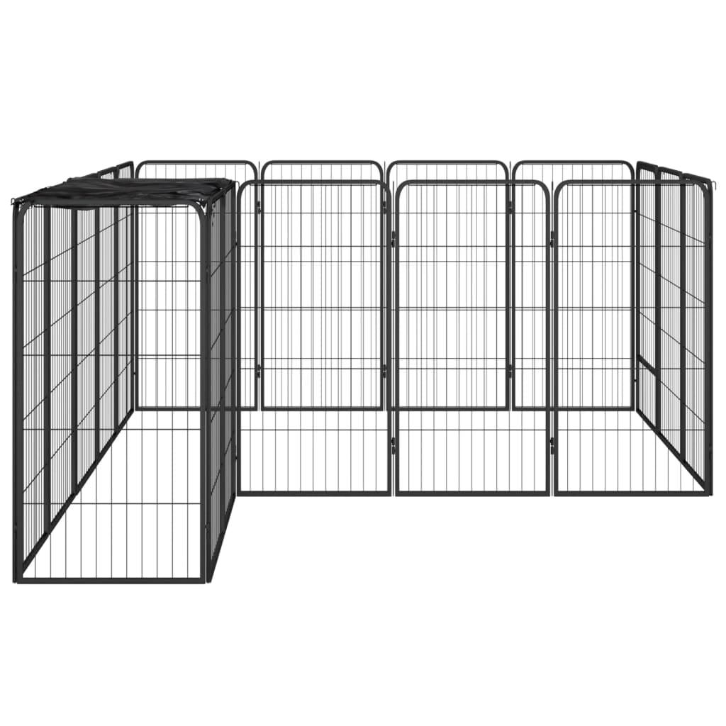 18-panel dog playpen black 50x100 cm powder-coated steel